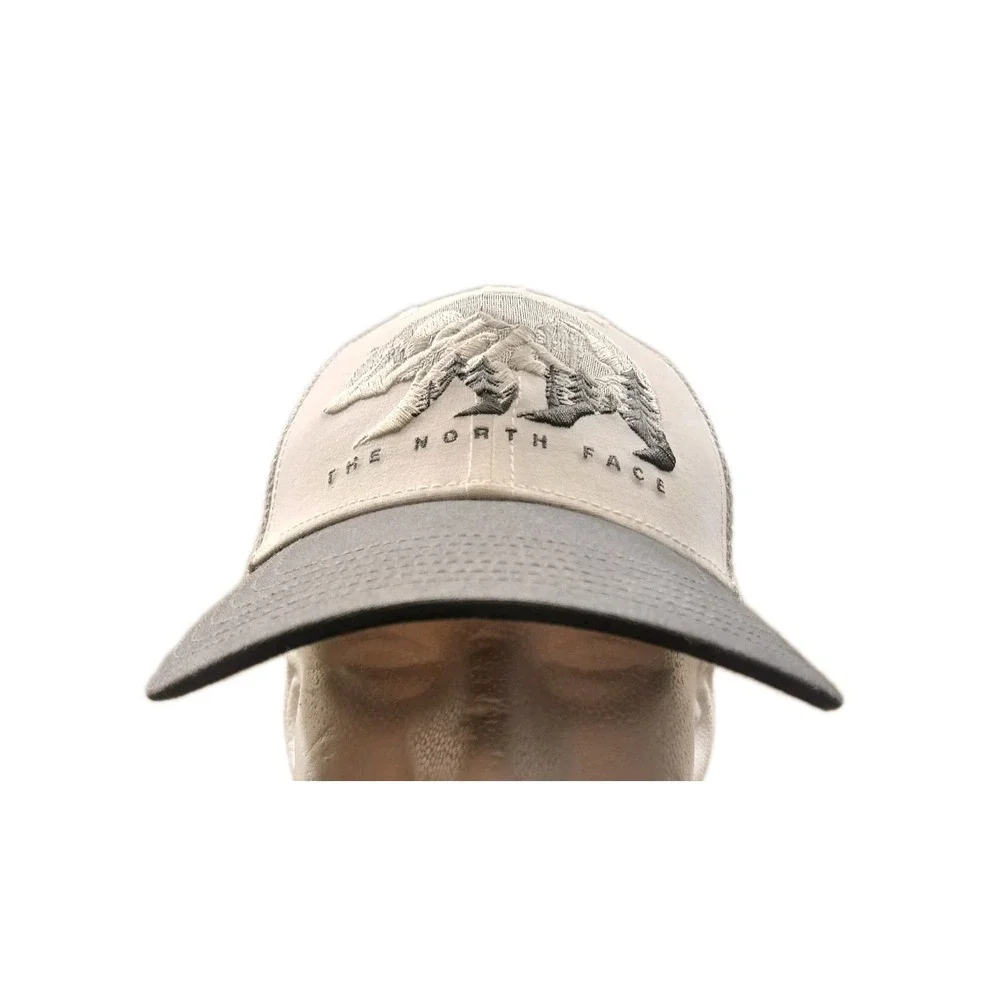 The North Face Mama Bear Snapback Mesh Trucker Hat Cap Gray/Blue Cap Sz 7
